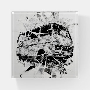 Urban Street Art Abstract Shattered Vintage Van Paperweight