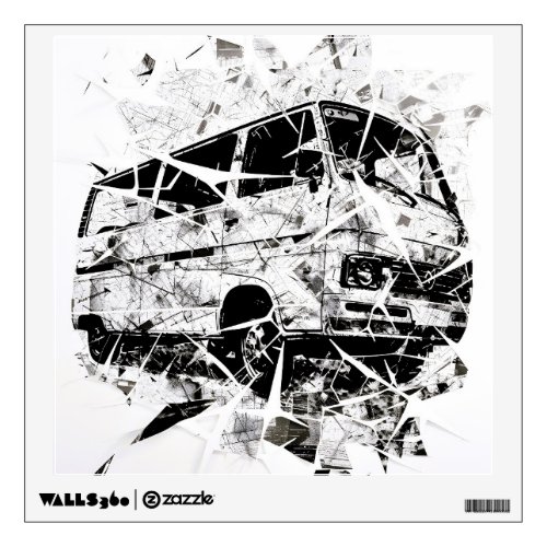 Urban Street Art Abstract Shattered Vintage Van Wall Decal