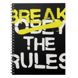 Urban street art break the rules stencil graffiti notebook
