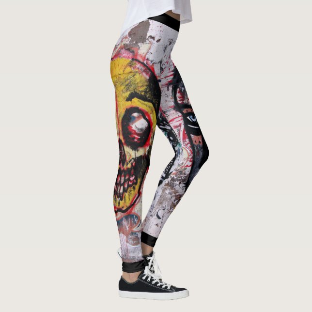 Urban Street Art Design Life and Death Leggings (Right)