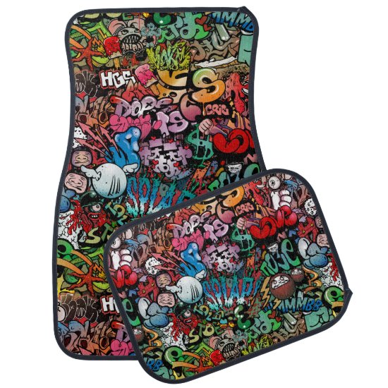 Urban street art Graffiti characters pattern Car Mat