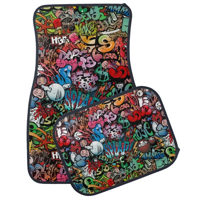 Urban street art Graffiti characters pattern Car Mat (Set)