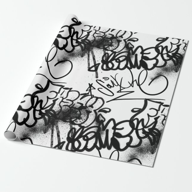 Urban Street Art Graffiti Pattern Wrapping Paper (Unrolled)