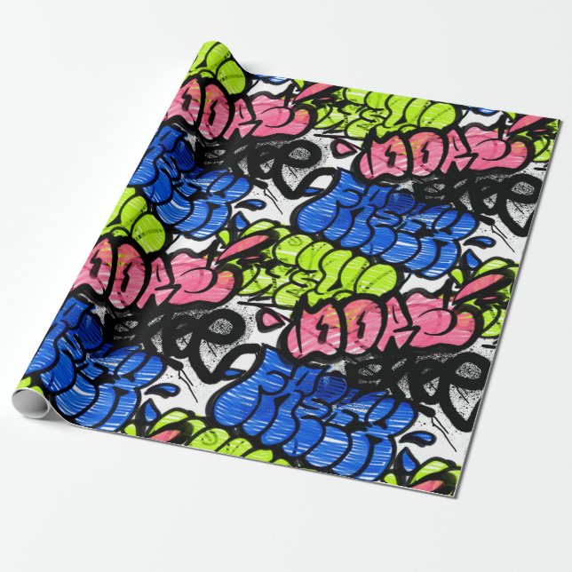 Urban Street Art Graffiti Pattern Wrapping Paper (Unrolled)