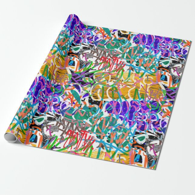 Urban Street Art Graffiti Pattern Wrapping Paper (Unrolled)