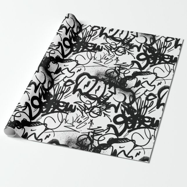 Urban Street Art Graffiti Pattern Wrapping Paper (Unrolled)