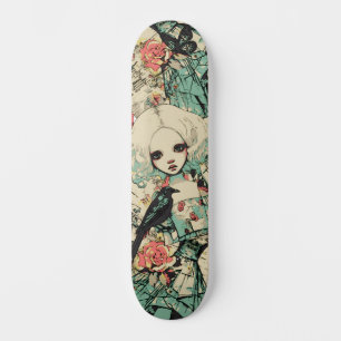 Urban Street Art Inspired Gothic Girly Girl Skateboard
