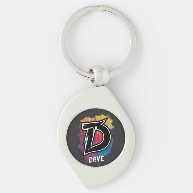 Urban Street Style Spray Paint Letter D Keychain (Front)