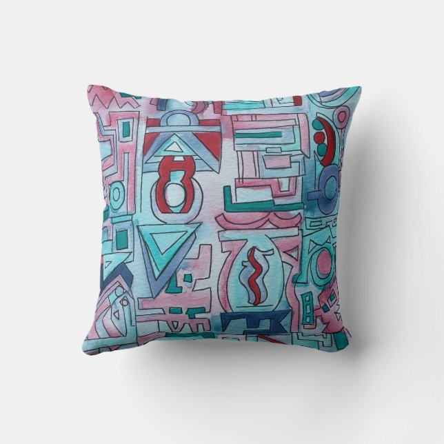 Urban Street Two-Funky Abstract Geometric Art Throw Pillow (Back)