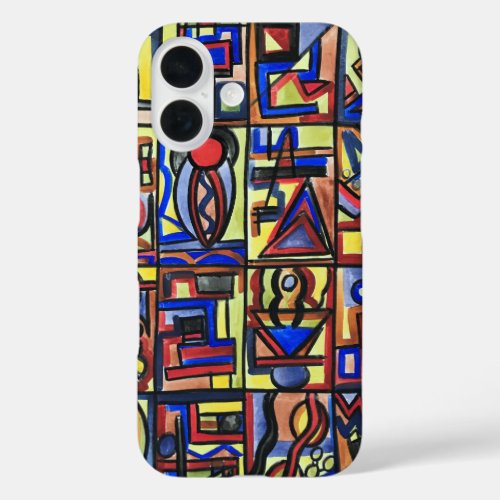 Urban Street Two-Hand Painted Abstract Geometric  iPhone 16 Case