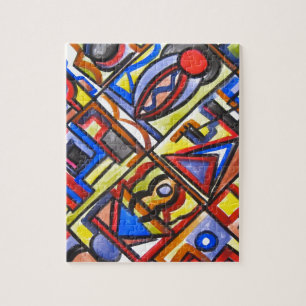 Urban Street Two-Modern Bauhaus Geometric Art Jigsaw Puzzle