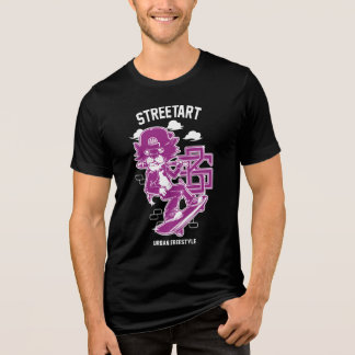 Urban Streetart - Cat on Ski Board Tri-Blend Shirt