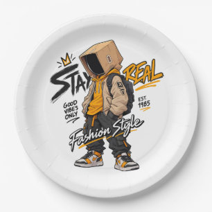 Urban Streetwear Fashion Character – Cool Graffiti Paper Plates