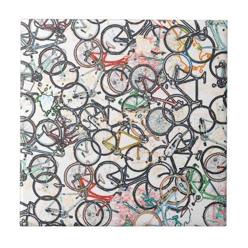 urban style bicycle pattern ceramic tile
