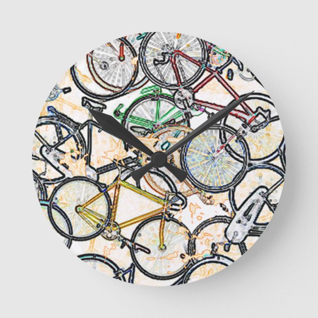 urban style bicycle pattern round clock (Front)