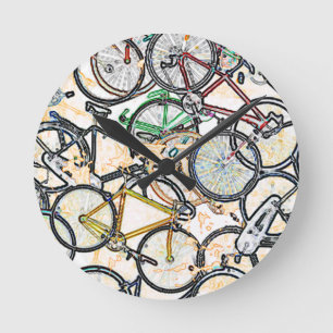 urban style bicycle pattern round clock
