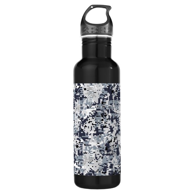 Urban Style Grey Digital Camouflage Water Bottle (Front)