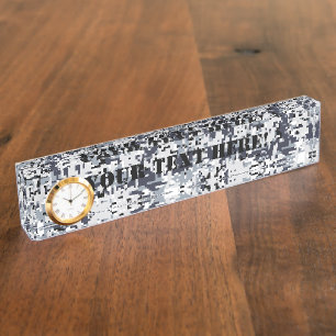 Urban Style Silver Digital Camouflage Name Plate