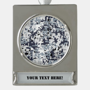Urban Style Silver Digital Camouflage Silver Plated Banner Ornament