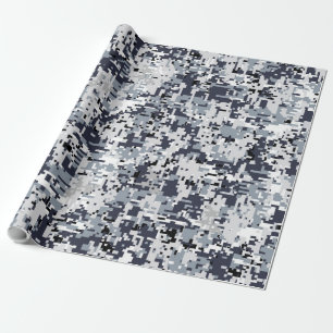 Urban Style Silver Digital Camouflage Wrapping Paper