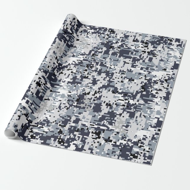 Urban Style Silver Digital Camouflage Wrapping Paper (Unrolled)