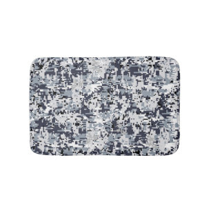Urban Style Silver Grey Digital Camouflage Bathroom Mat