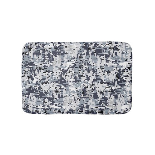Urban Style Silver Grey Digital Camouflage Bathroom Mat