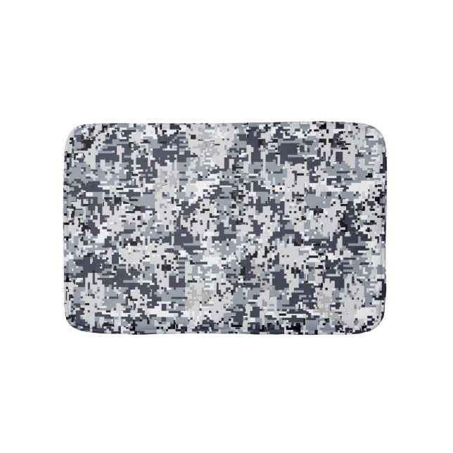 Urban Style Silver Grey Digital Camouflage Bathroom Mat (Front)