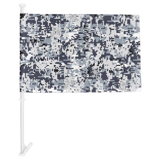 Urban Style Silver Grey Digital Camouflage Car Flag (Front)