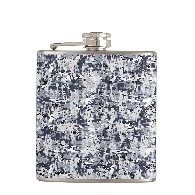 Urban Style Silver Grey Digital Camouflage Flask (Front)