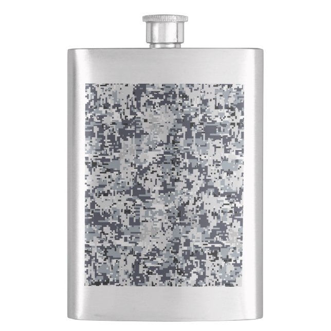 Urban Style Silver Grey Digital Camouflage Flask (Front)