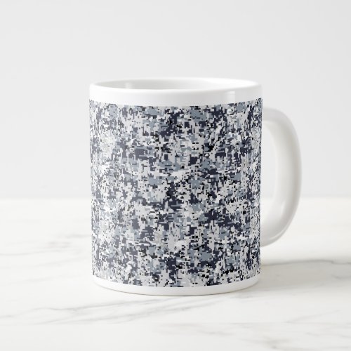 Urban Style Silver Grey Digital Camouflage Large Coffee Mug