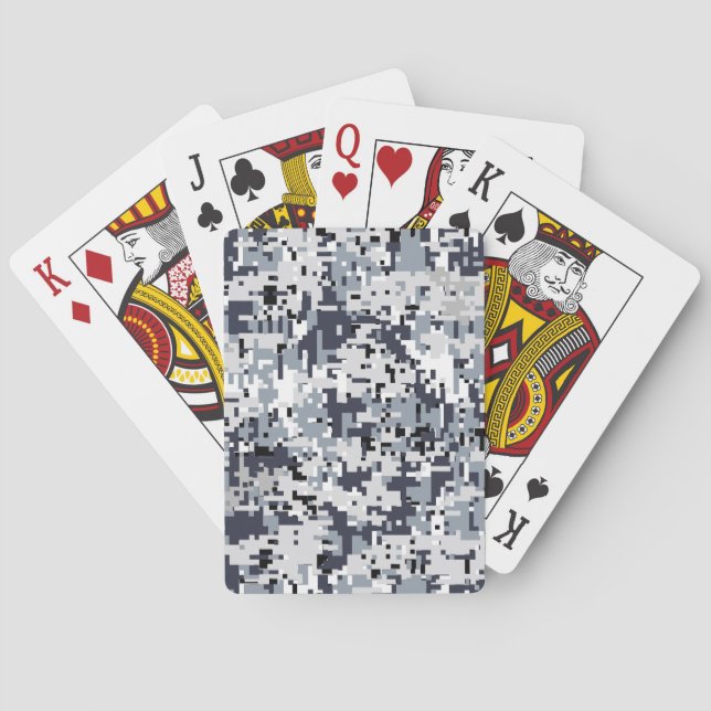 Urban Style Silver Grey Digital Camouflage Poker Cards (Back)