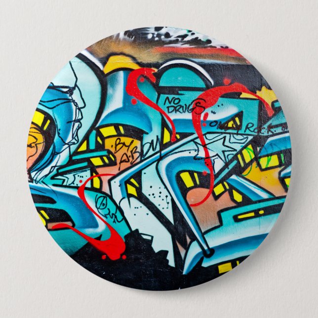 Urban subway graffiti art button (Front)