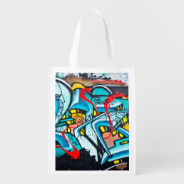 Urban subway graffiti art grocery bag