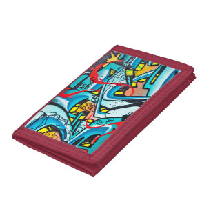 Urban subway graffiti art tri-fold wallet