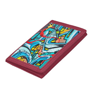 Urban subway graffiti art tri-fold wallet