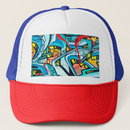 Urban subway graffiti art trucker hat