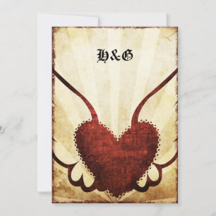 Urban Tattoo Winged Heart  Wedding Invitations. Invitation