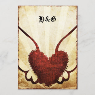 Urban Tattoo Winged Heart Wedding Invitations. Invitation
