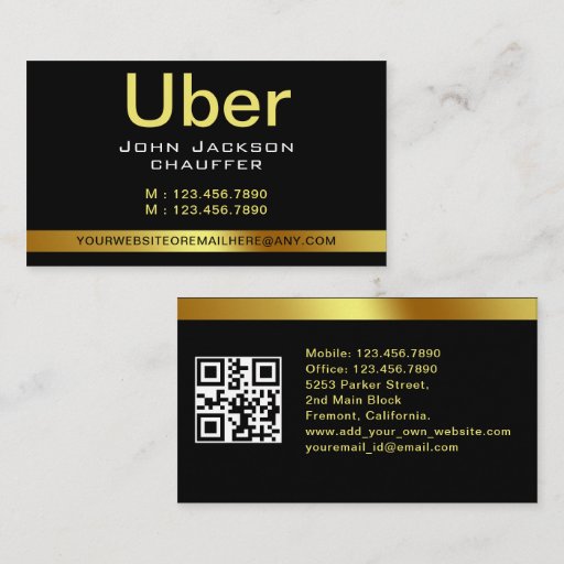 Customizable Urban Taxi Driver Chauffeur Yellow stripe QR CODE Business Card