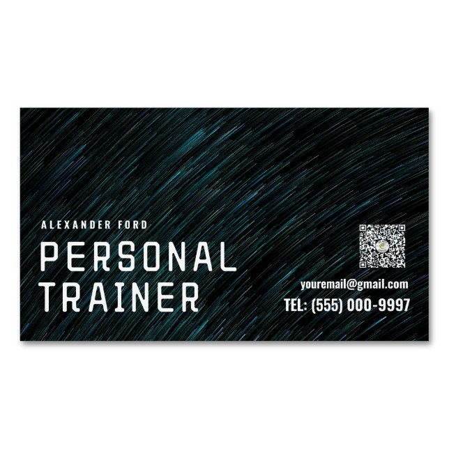 Urban texture background green Personal Trainer  Business Card Magnet (Front)
