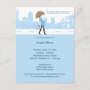 Urban Tickled Blue Baby Shower Invitation