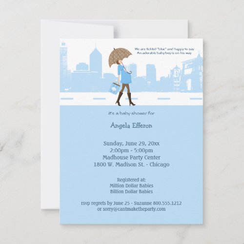Urban Tickled Blue Baby Shower Invitation