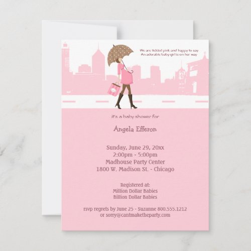 Urban Tickled Pink Baby Shower Invitation