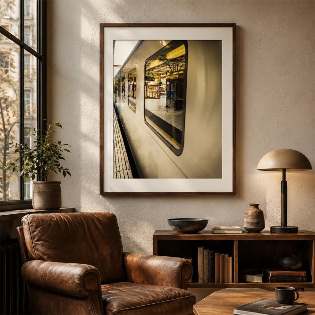 Urban Train Reflections Modern City Platform Poster (Creator Uploaded)