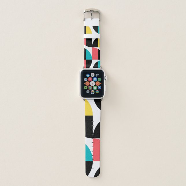 Urban, trendy, colorful, modern graphic pattern apple watch band (Front)