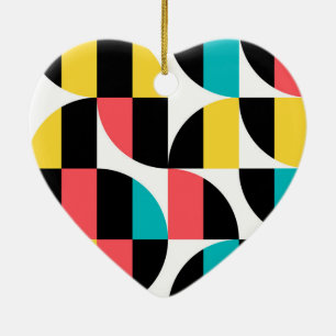 Urban, trendy, colorful, modern graphic pattern ceramic ornament