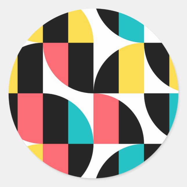 Urban, trendy, colorful, modern graphic pattern classic round sticker (Front)