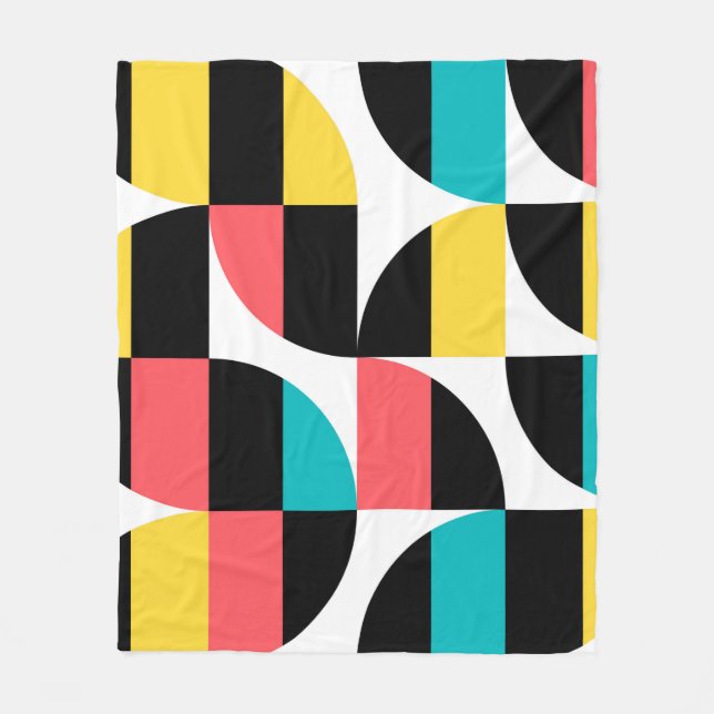 Urban, trendy, colorful, modern graphic pattern fleece blanket (Front)